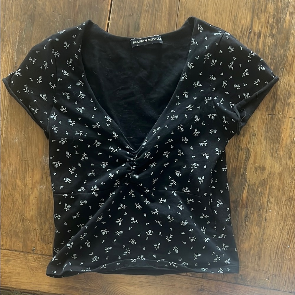 Brandy Melville Black Floral Women's Top